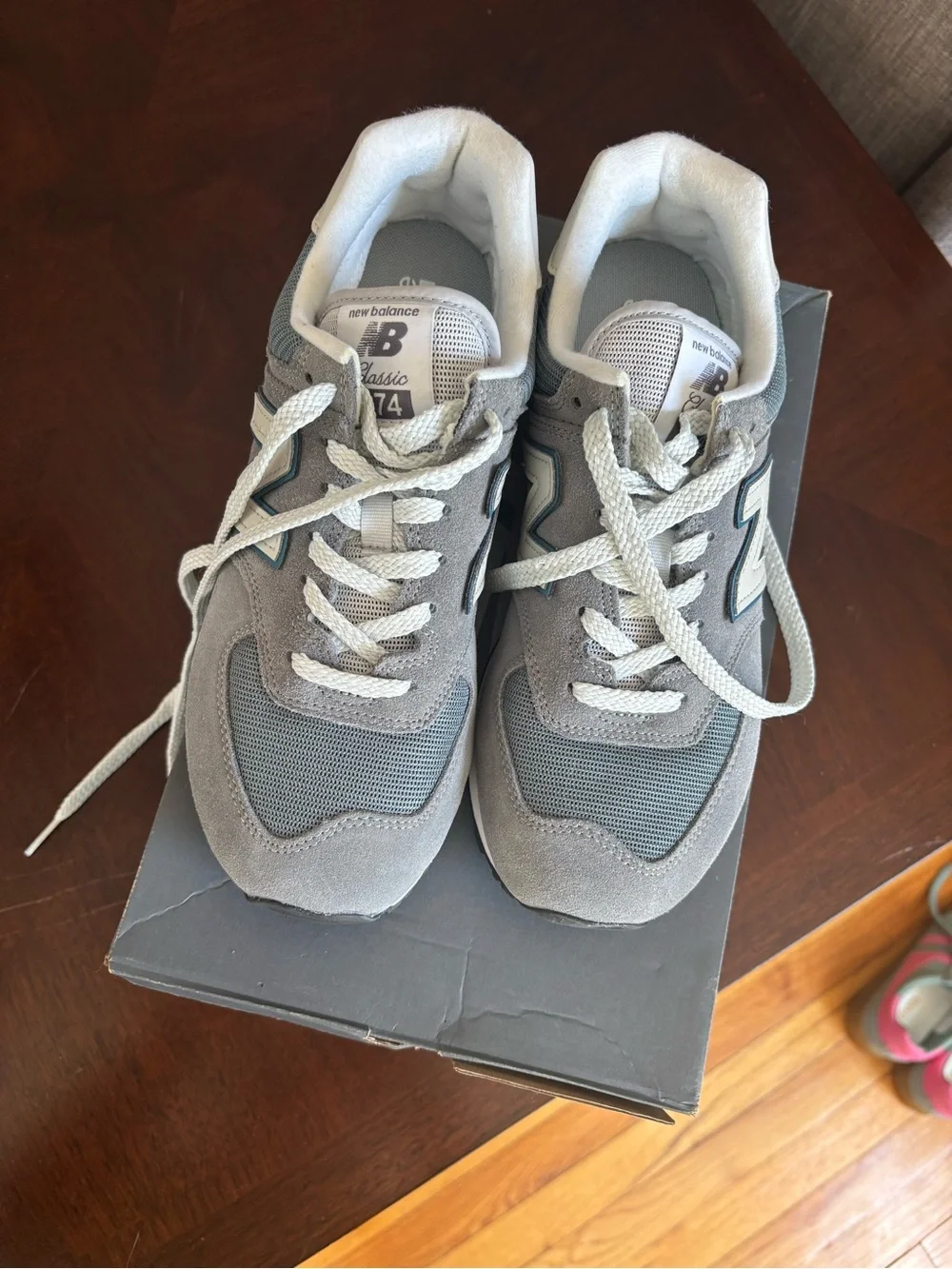 New Balance Grey and Cream Retro Runner Sneakers